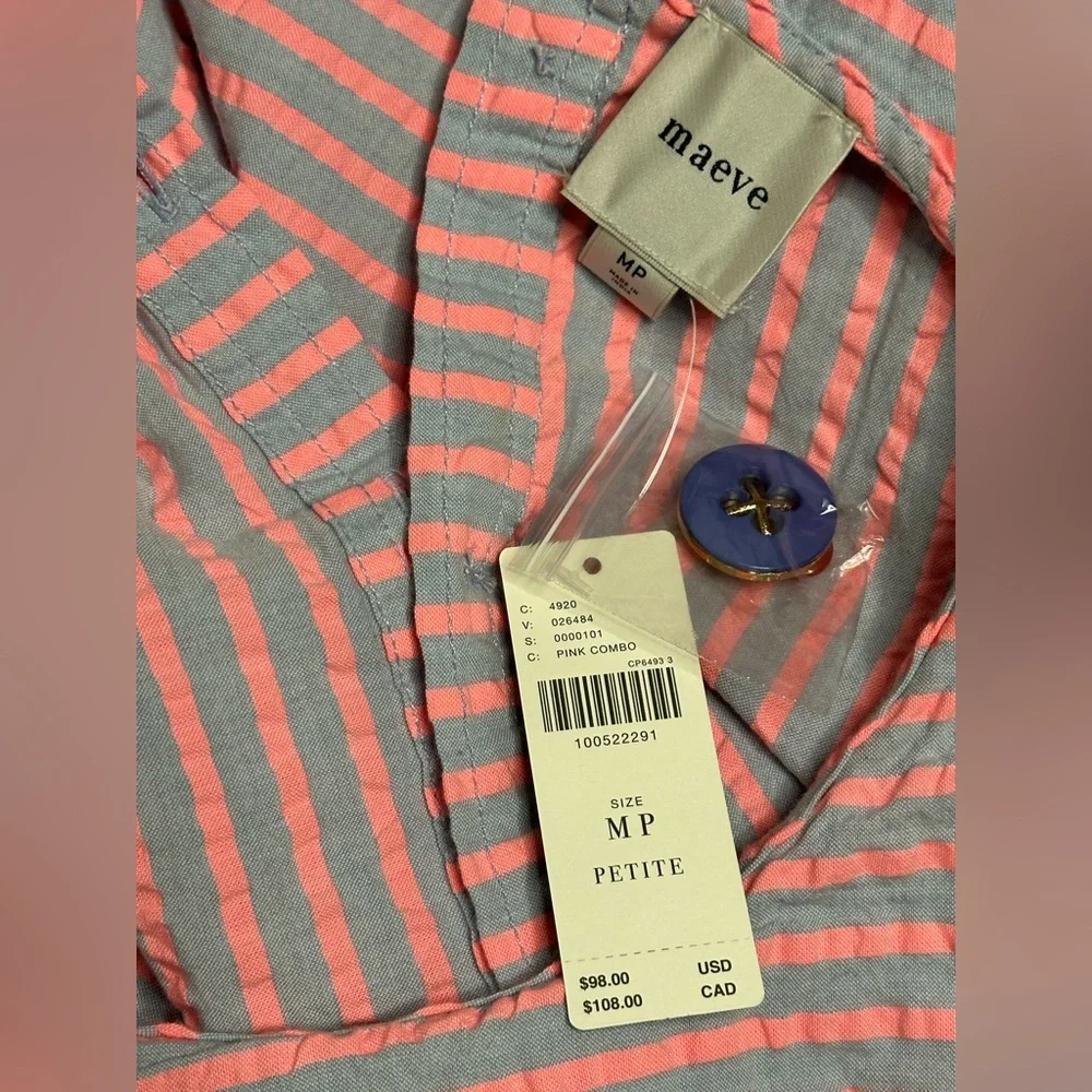 NWT! Maeve Puff-Sleeve Seersucker Blouse - Picture 7 of 8